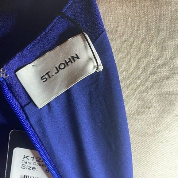 St. John Satin Crepe Floor-Length Gown New With Tags Dark Cobalt Wedding Mother - Picture 9 of 11